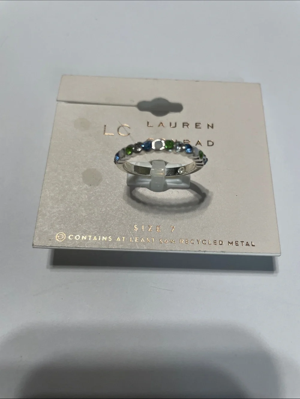 LC Lauren Conrad Silver Ring with Blue and Green Stones